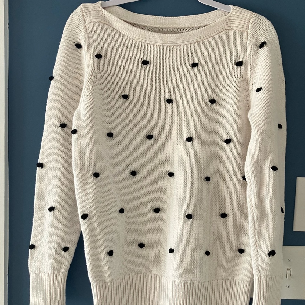 Ladies Ann Taylor Loft  black and white polka dot sweater size medium
